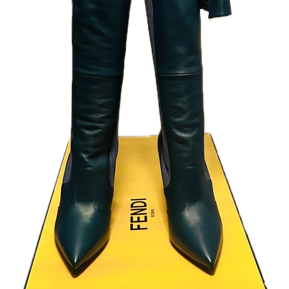 Fendi Women's Teal and Navy Over the Knee Boots